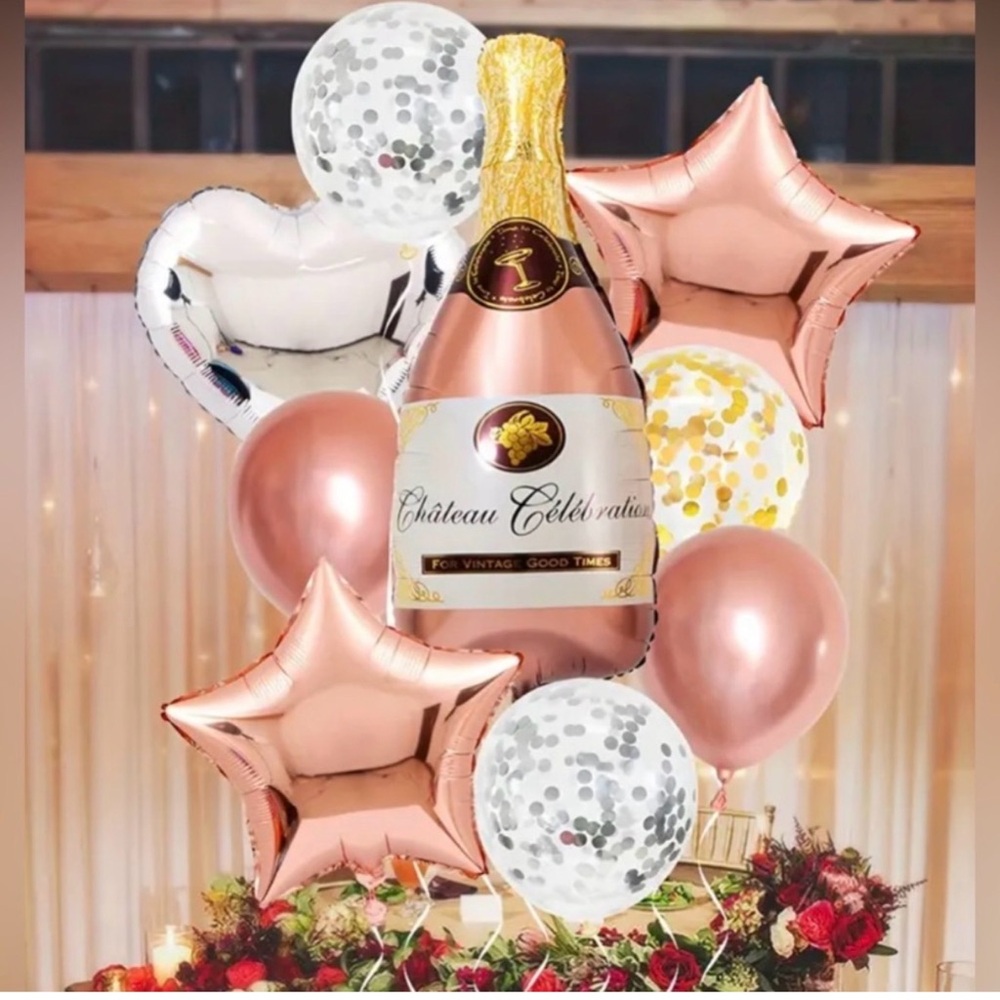 Large Champagne Bottle & Balloon Set